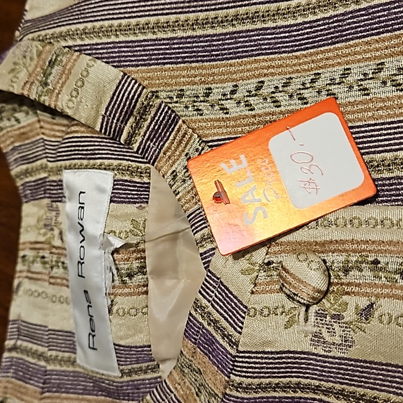 Vtg Rena Rowan Womens Silk Blend Blazer Jacket Gold Purple Floral Print Plus - Picture 11 of 14